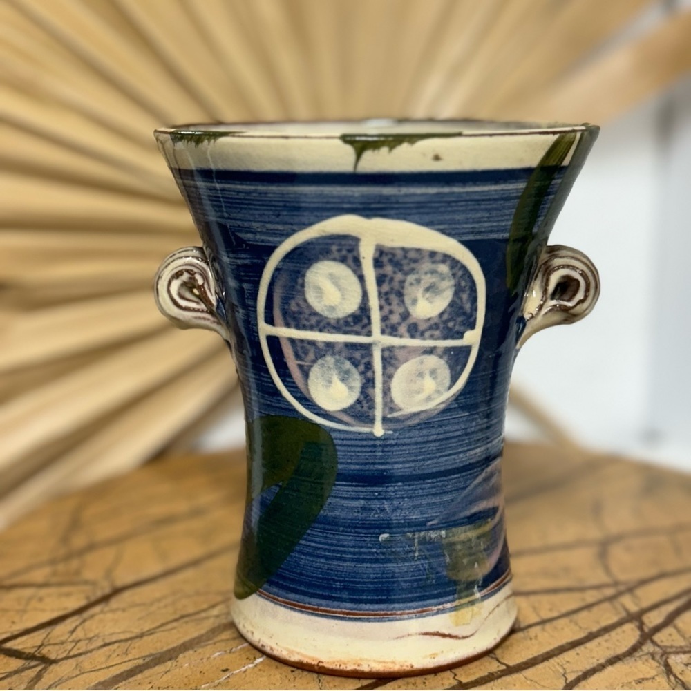 Vtg Judy Greene Pottery Galway Ireland Flower Vase Collector Art Decor European